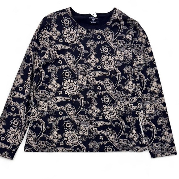croft & barrow Tops - Croft & Barrow Black and Cream Paisley Top